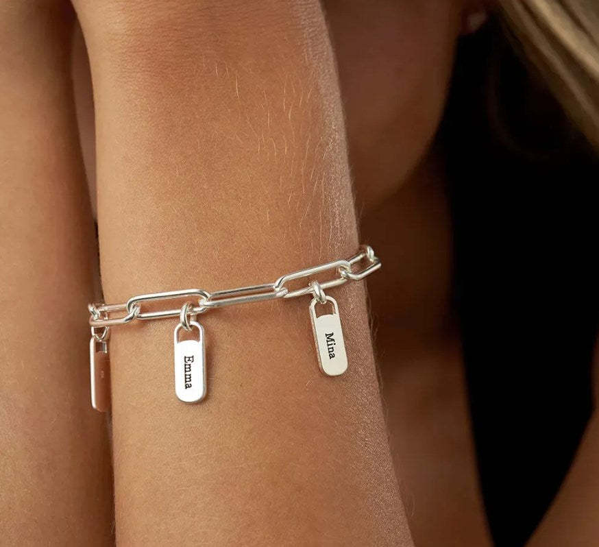 Rory Chain Link Bracelet with Custom Charms-ilovevango