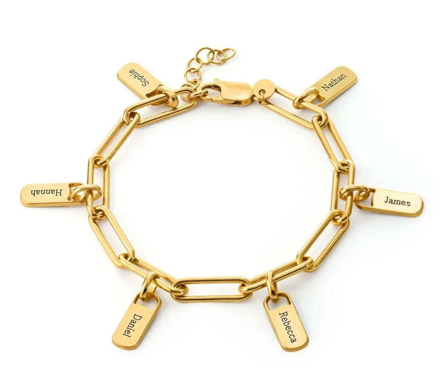Rory Chain Link Bracelet with Custom Charms-ilovevango