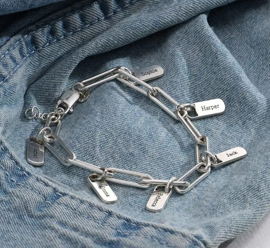Rory Chain Link Bracelet with Custom Charms-ilovevango