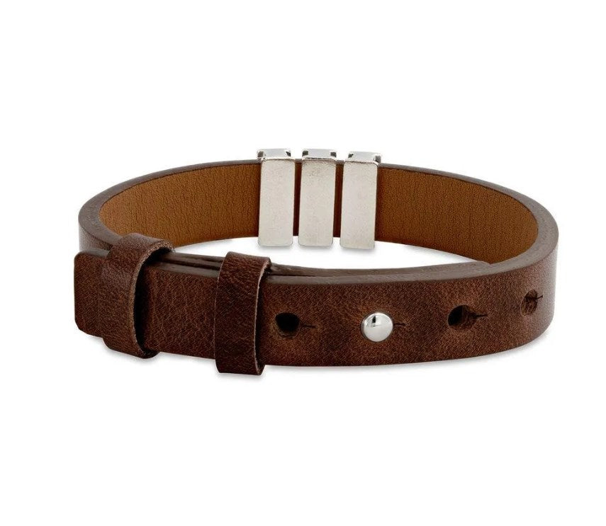 Men's Leather Bracelet with Custom Silver Beads-ilovevango