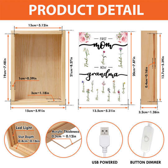 First Mom Now Grandma - Personalized Frame Light Box-ilovevango