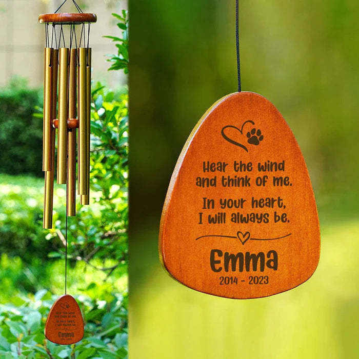 Custom Name Hear The Wind And Think Of Me Memorial Wind Chimes Personalized Gifts-ilovevango