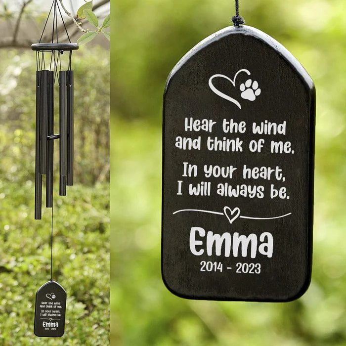 Custom Name Hear The Wind And Think Of Me Memorial Wind Chimes Personalized Gifts-ilovevango