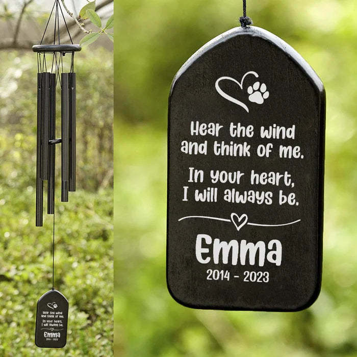 Custom Name Hear The Wind And Think Of Me Memorial Wind Chimes Personalized Gifts-ilovevango
