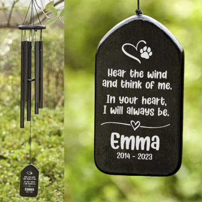 Custom Name Hear The Wind And Think Of Me Memorial Wind Chimes Personalized Gifts-ilovevango