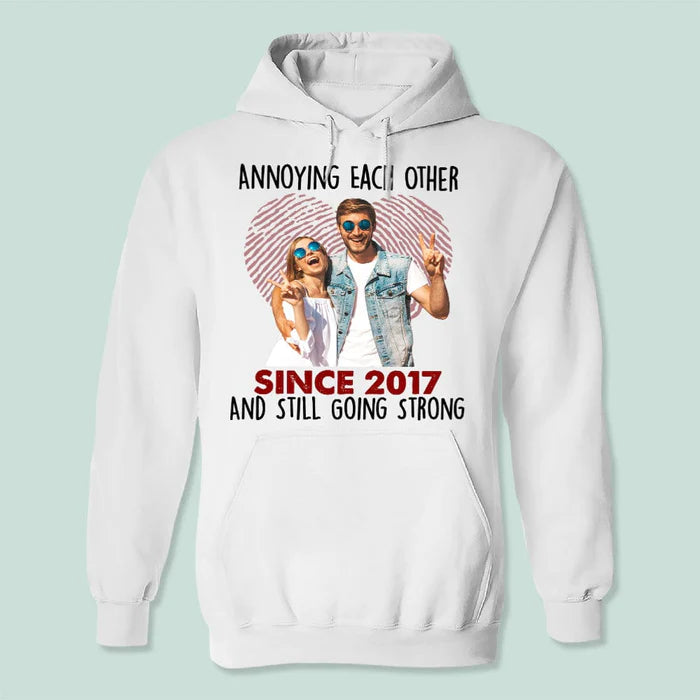 Custom Photo Annoying Each Other Since Year Still Going Strong Couple T-Shirt