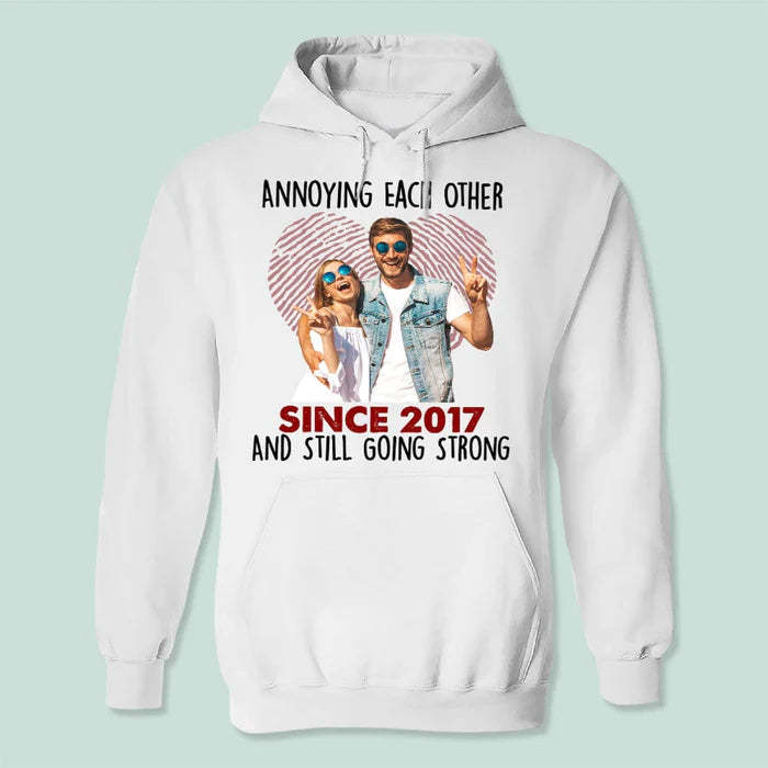 Custom Photo Annoying Each Other Since Year Still Going Strong Couple T-Shirt