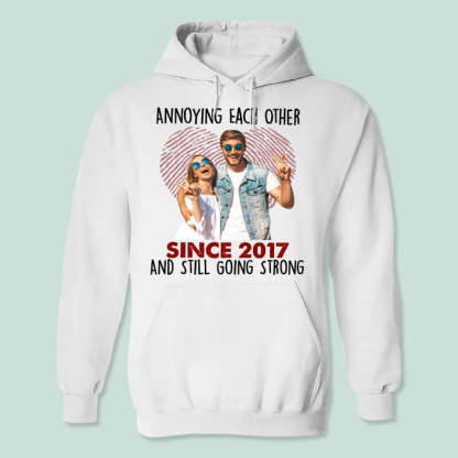 Custom Photo Annoying Each Other Since Year Still Going Strong Couple T-Shirt