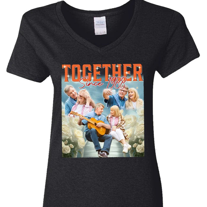 Custom Photo Couple Together Gift For Husband Wife T-Shirt
