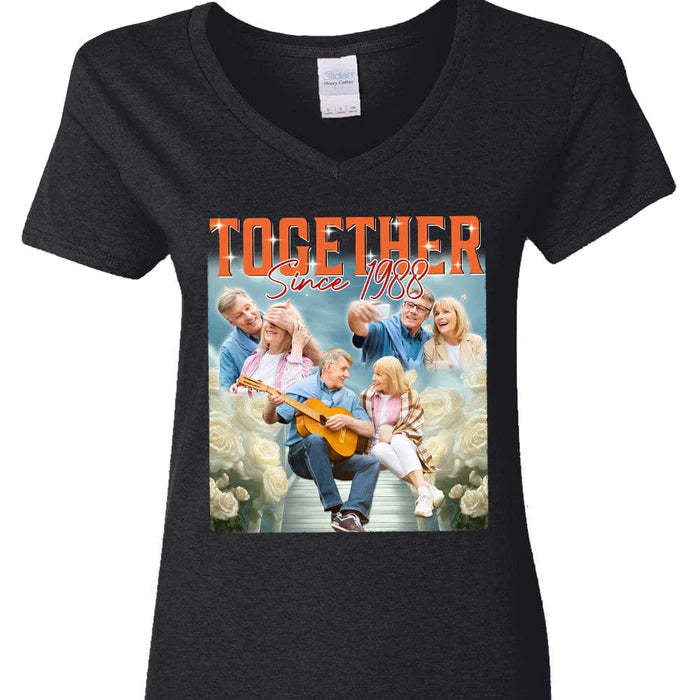 Custom Photo Couple Together Gift For Husband Wife T-Shirt