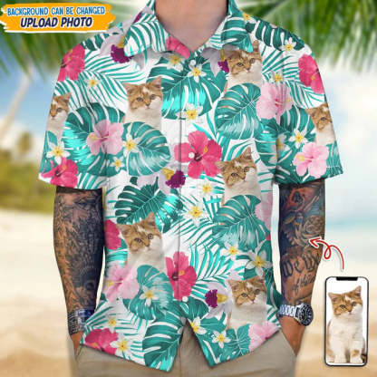 Custom Photo Tropical Style Cat Hawaii Shirt