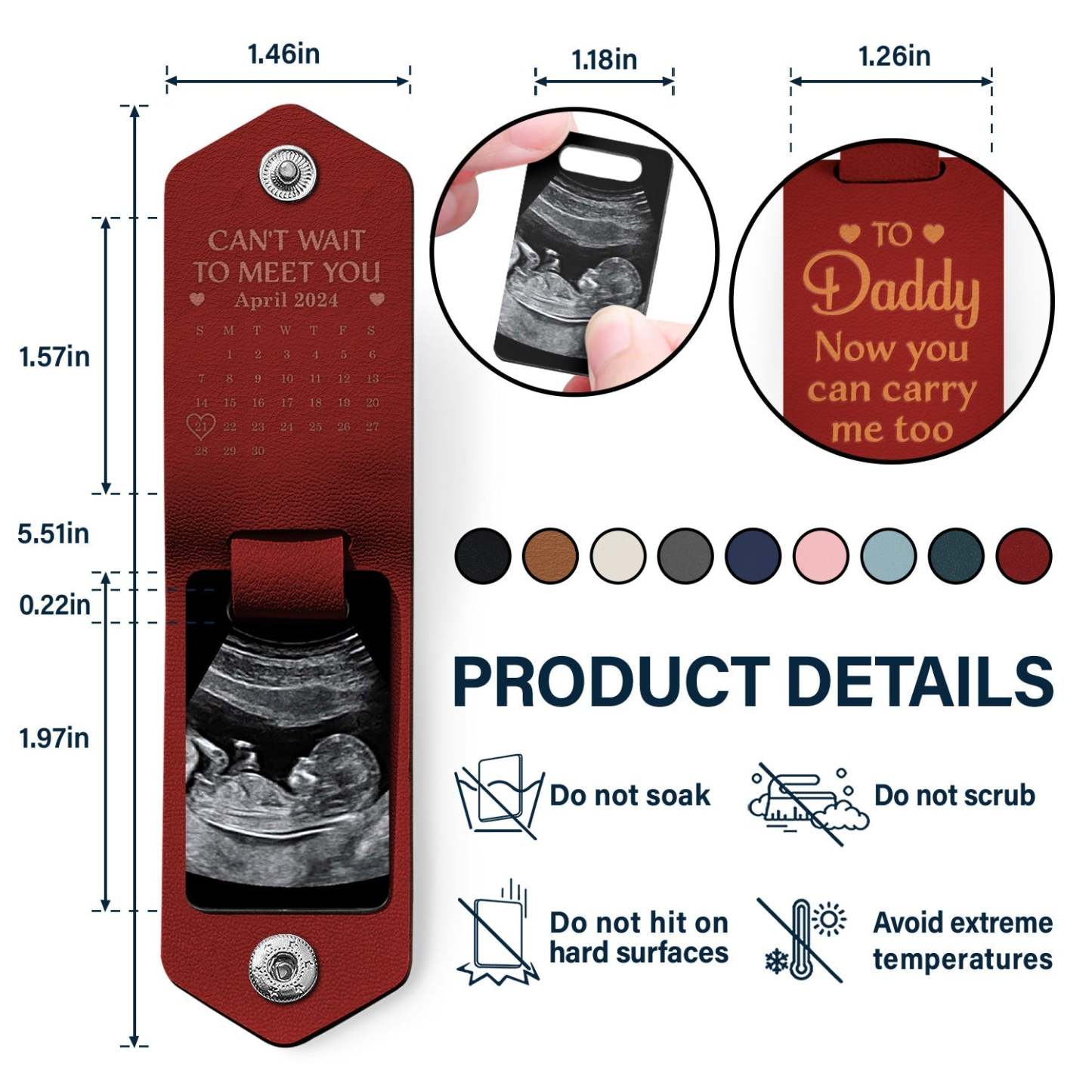 Custom Photo Daddy You Can Carry Me Too - Gift For Father - Personalized Leather Photo Keychain