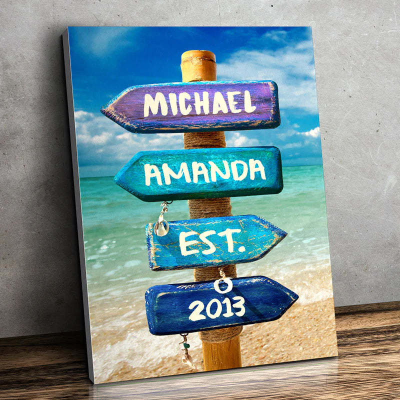 Love You To The Beach And Back - Couple Personalized Custom Vertical Canvas - Gift For Husband Wife, Anniversary-ilovevango