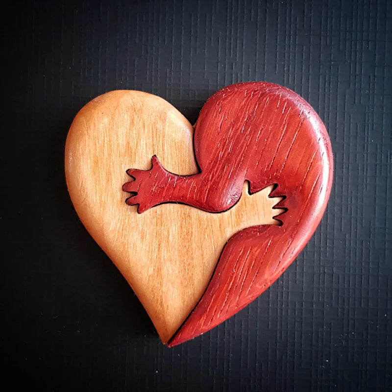 Loving Hearts Wood Intarsia Pinback Button-ilovevango