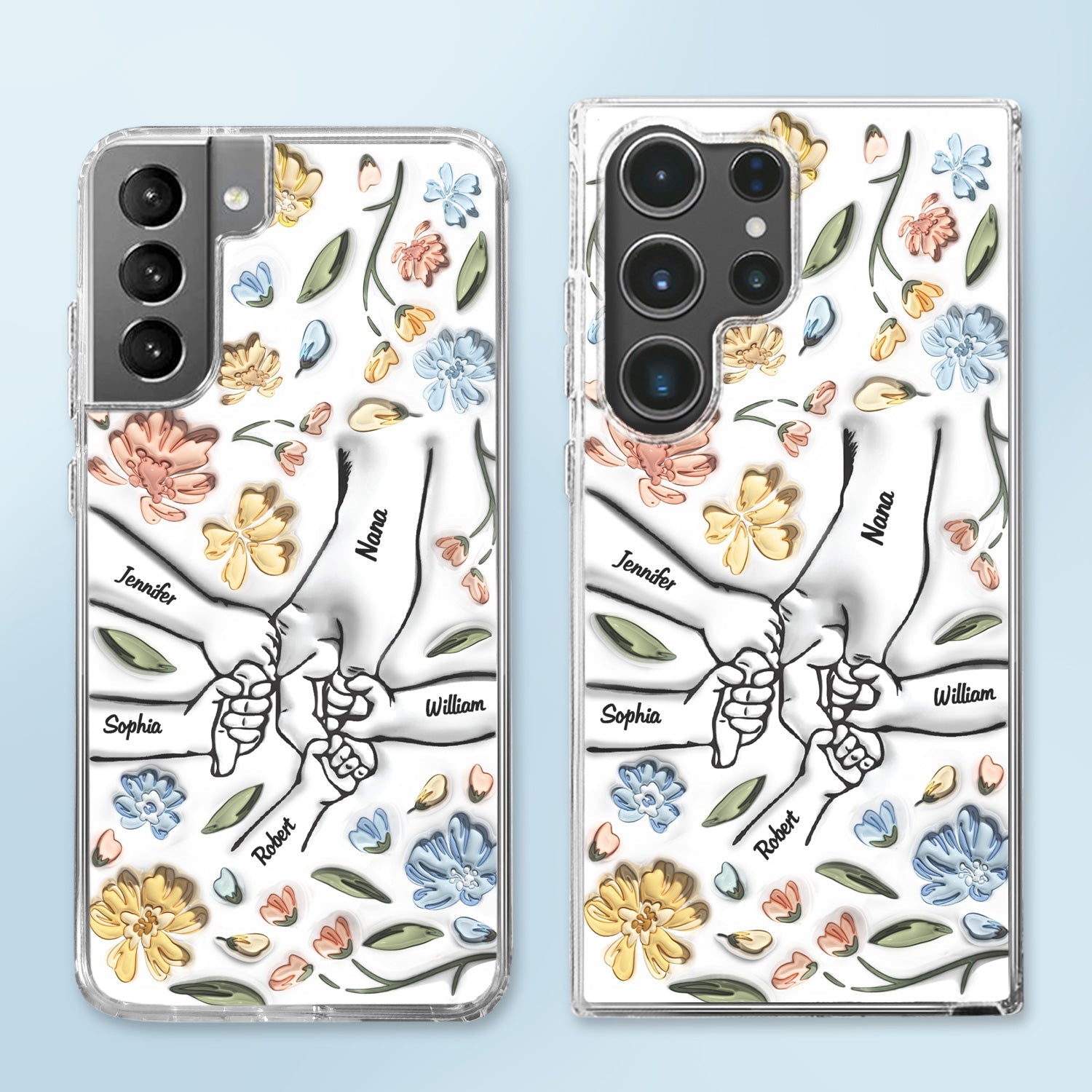 Hand In Hand, I Will Always Protect You - Gift For Mom, Grandma - 3D Inflated Effect Printed Personalized Clear Phone Case-ilovevango