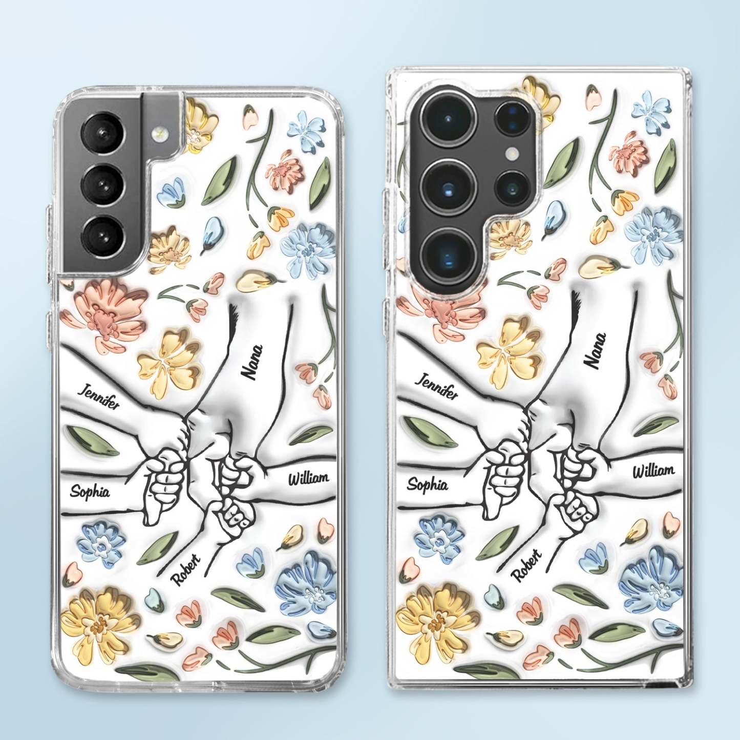Hand In Hand, I Will Always Protect You - Gift For Mom, Grandma - 3D Inflated Effect Printed Personalized Clear Phone Case-ilovevango