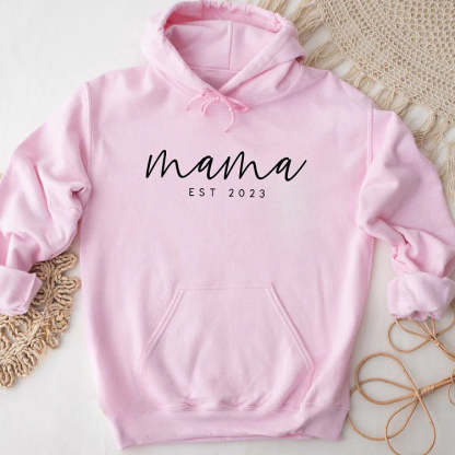 Minimalist Mama Sweatshirt with Date and Children Name-ilovevango