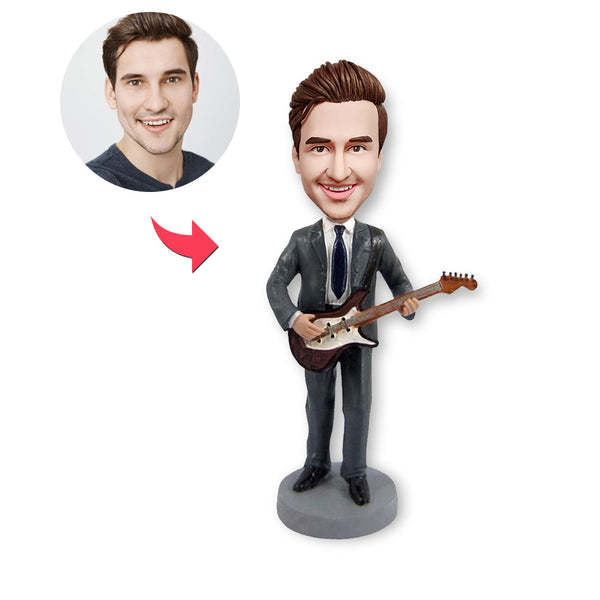 Custom Bobblehead Personalized Bobblehead Handsome Boss With Guitar-ilovevango