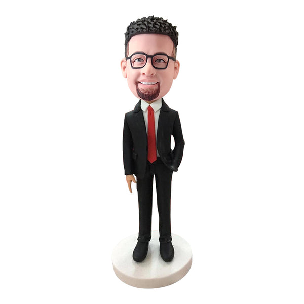 Custom Bobblehead Personalized Bobblehead Male Executive In Red Tie-ilovevango