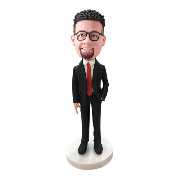 Custom Bobblehead Personalized Bobblehead Male Executive In Red Tie-ilovevango