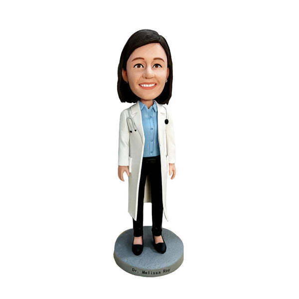 Custom Bobblehead Personalized Bobblehead Female Doctor Smiling-ilovevango