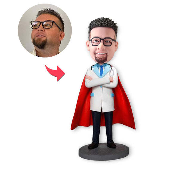 Custom Bobblehead Personalized Bobblehead Male Doctor Cool Super Doctor-ilovevango