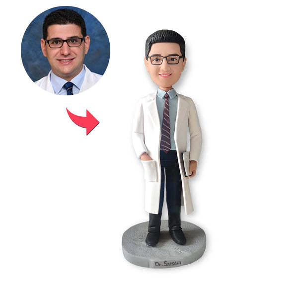 Custom Bobblehead Personalized Bobblehead Wise Doctor In Lab Coat-ilovevango