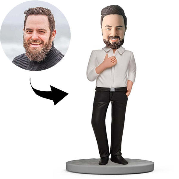 Custom Bobblehead Personalized Bobblehead Boss With White Shirt-ilovevango