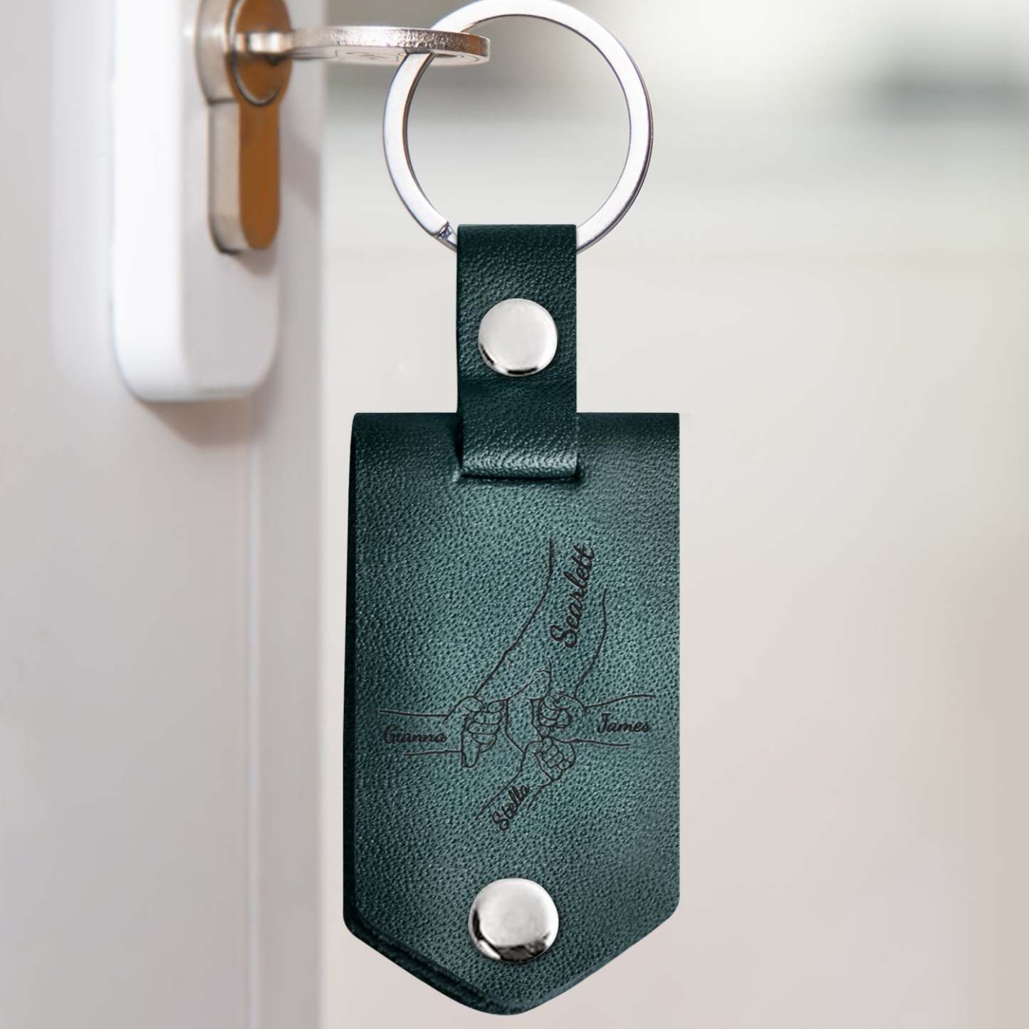 Custom Photo Mother Holds My Heart Forever - Gift For Mom, Mama - Personalized Leather Photo Keychain-ilovevango