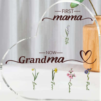 Personalized 2-5 Names Flower Acrylic Decorative Desk Decoration For Mother/Grandmother