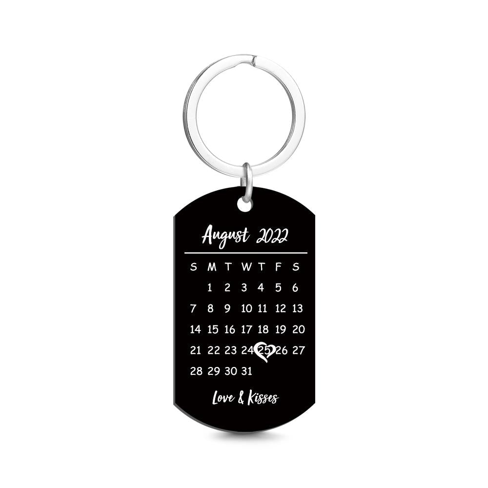 Personalized Keychain Photo Calendar Keychain Tag Keyring Gift For Couples-ilovevango