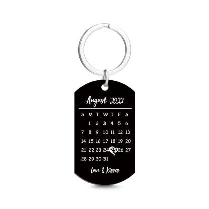 Personalized Keychain Photo Calendar Keychain Tag Keyring Gift For Couples-ilovevango