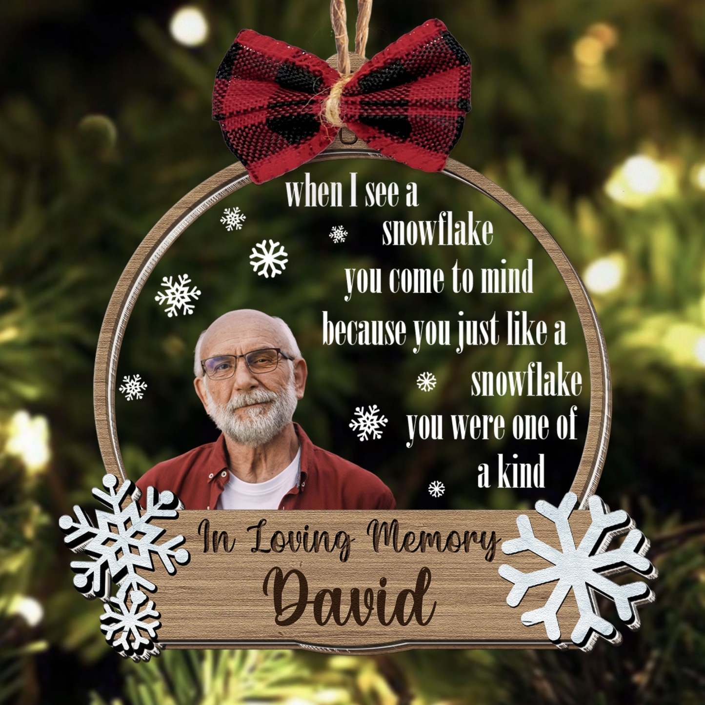 Snowflakes Are Kisses From Heaven - Personalized Wood And Acrylic Phot