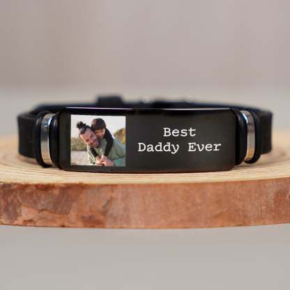 Custom Photo I Love You Daddy - Gift For Father - Personalized Engraved Bracelet-ilovevango
