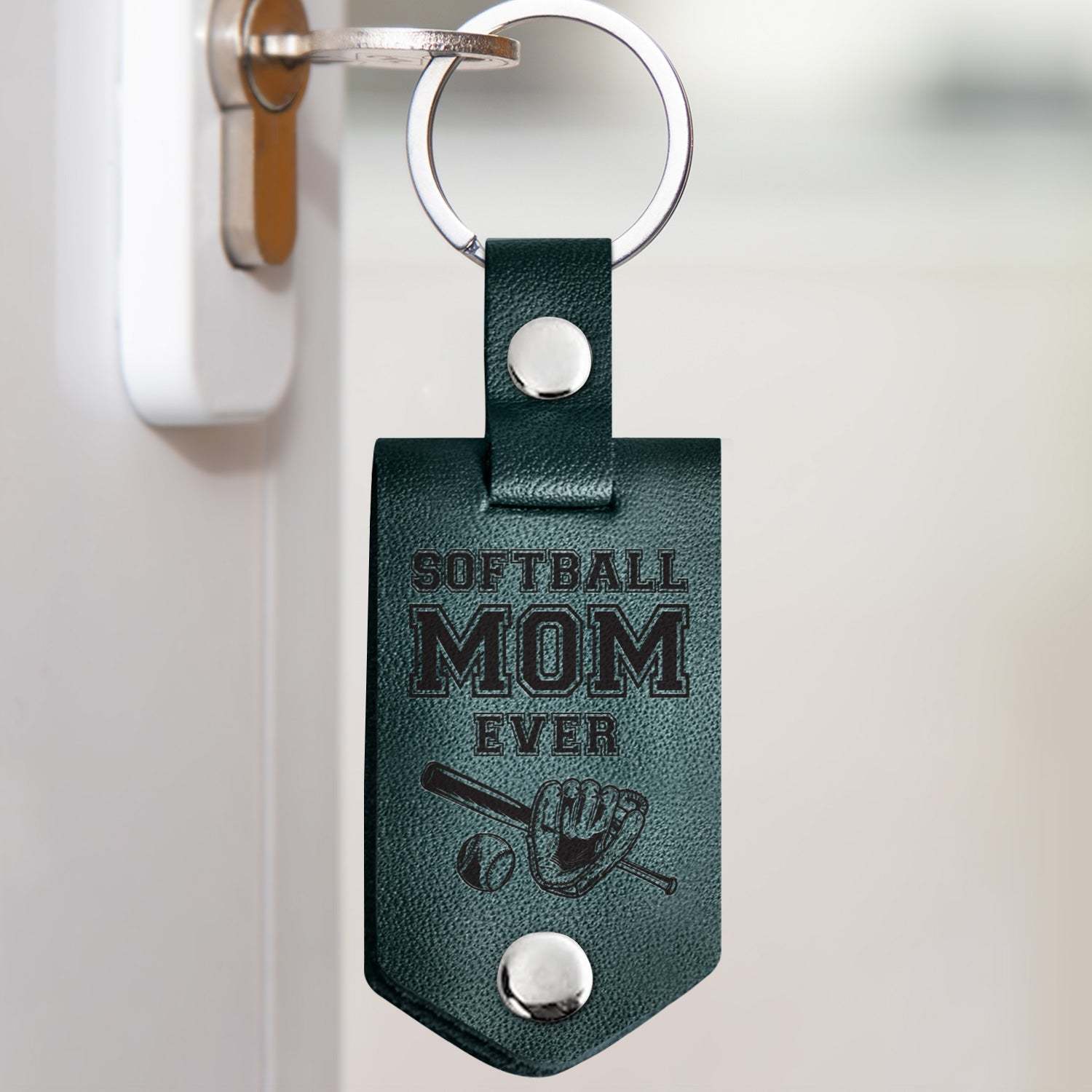 Custom Photo Dear Mom Thank You For Teaching Me - Birthday, Loving Gift For Baseball, Softball Mother - Personalized Leather Photo Keychain-ilovevango