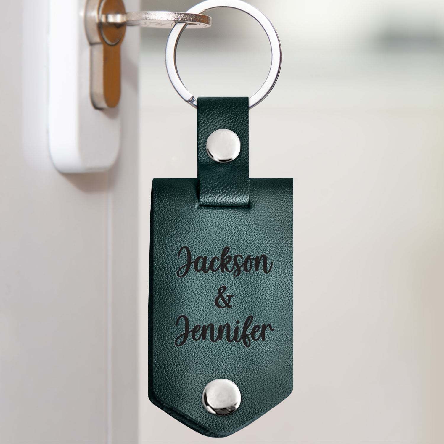 Custom Photo God Blessed The Broken Road - Loving, Anniversary Gift For Couple, Spouse, Husband, Wife - Personalized Leather Photo Keychain-ilovevango