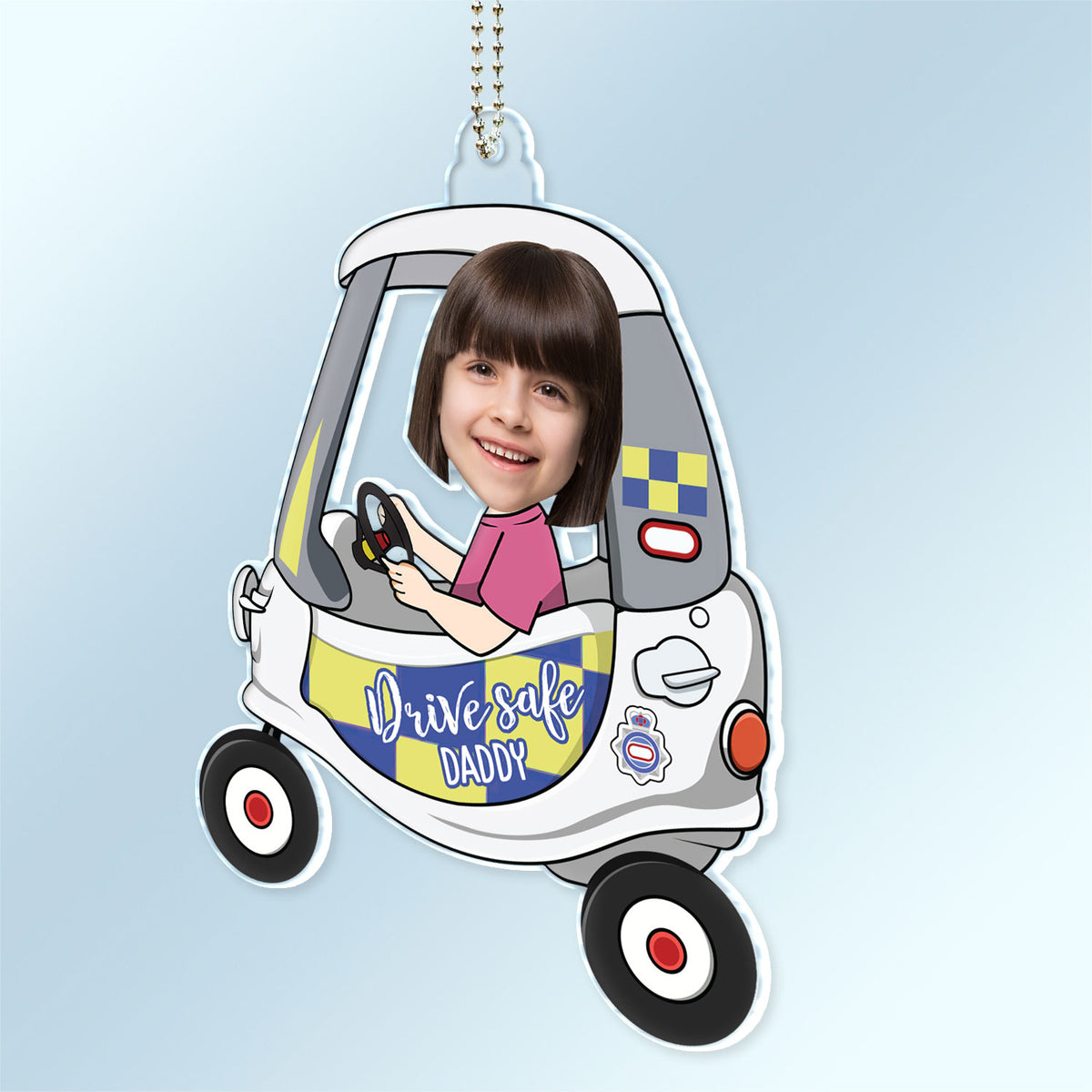 Custom Photo Drive Safe Daddy - Birthday, Loving Gift For Dad, Father, Papa, Grandpa - Personalized Acrylic Car Hanger-ilovevango