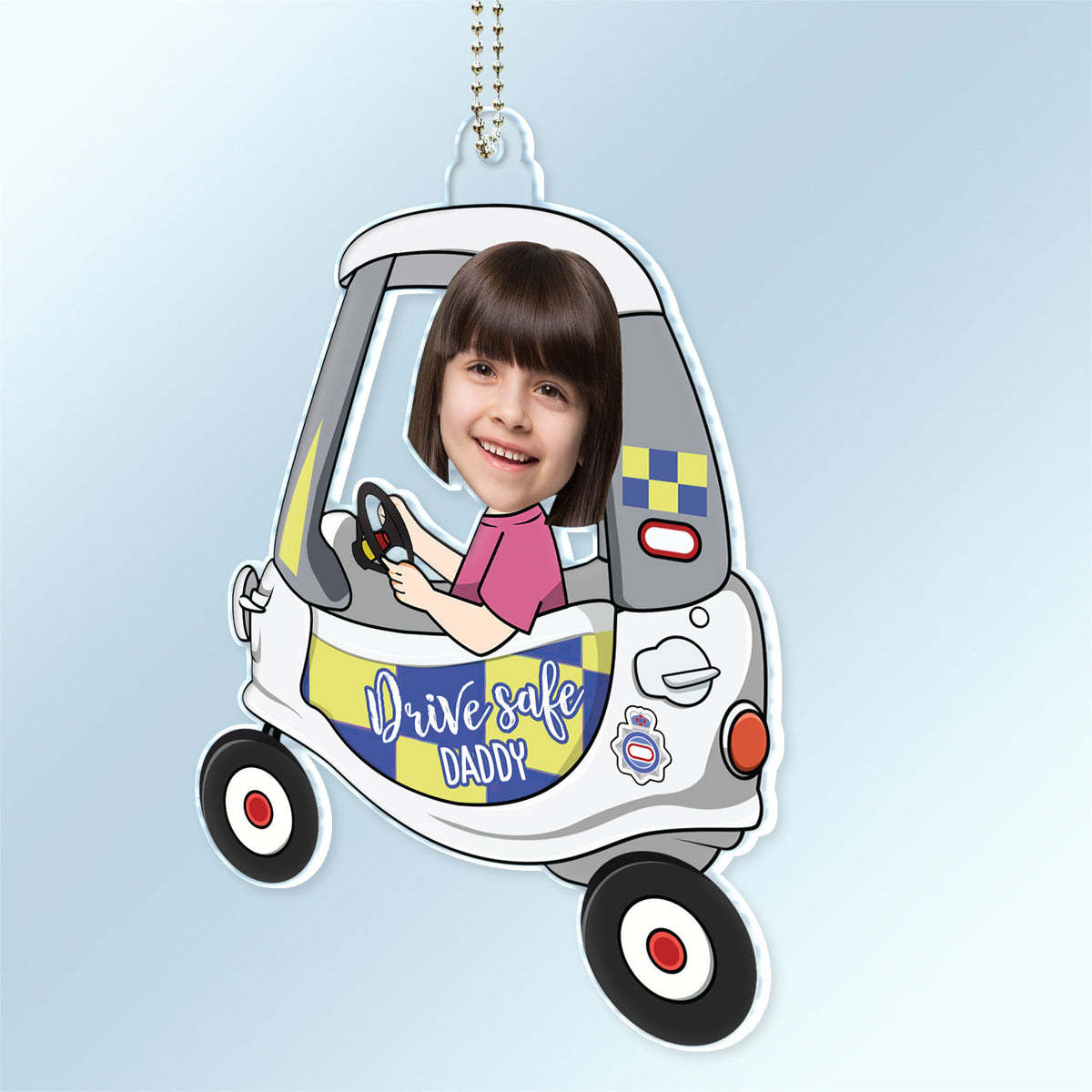Custom Photo Drive Safe Daddy - Birthday, Loving Gift For Dad, Father, Papa, Grandpa - Personalized Acrylic Car Hanger-ilovevango