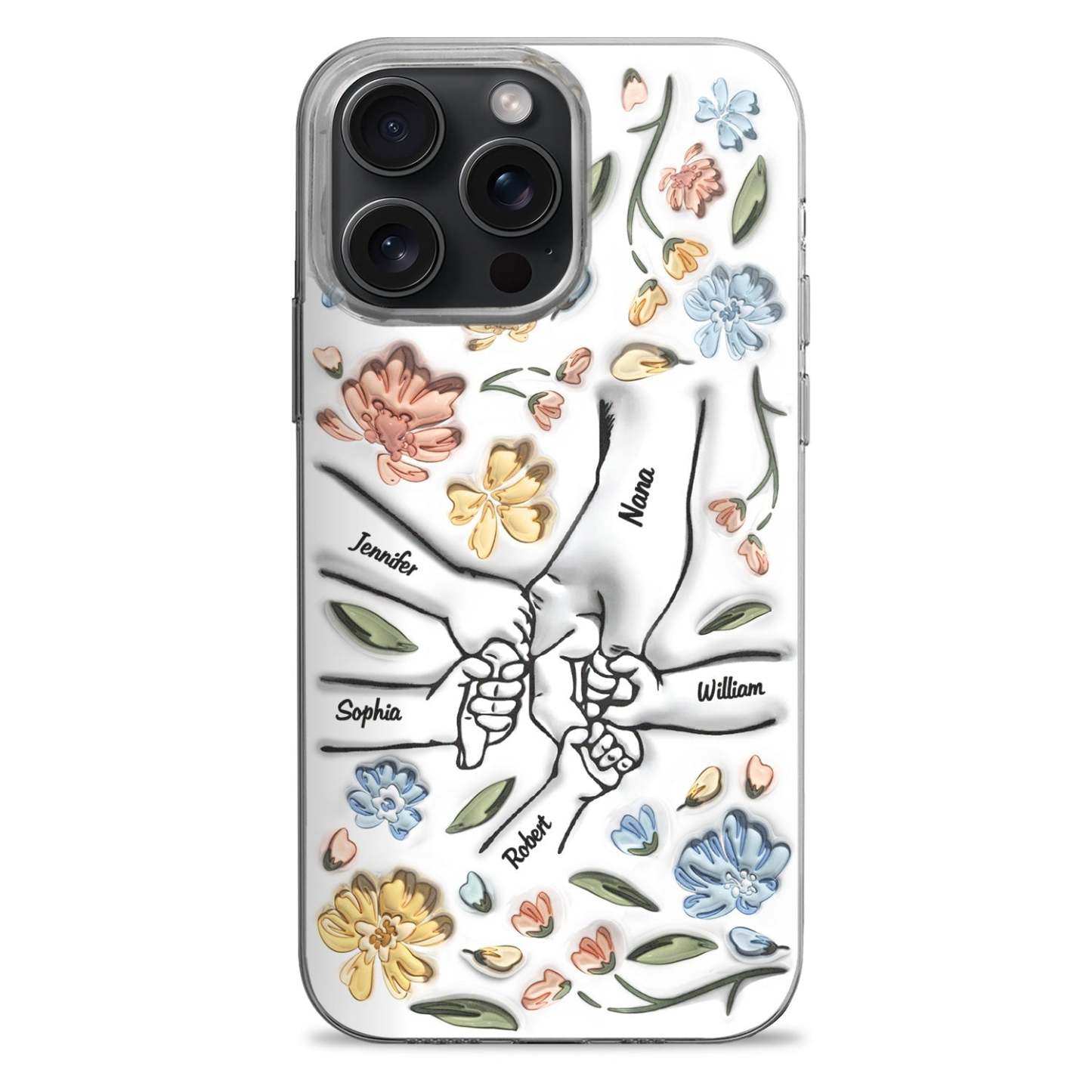 Hand In Hand, I Will Always Protect You - Gift For Mom, Grandma - 3D Inflated Effect Printed Personalized Clear Phone Case-ilovevango