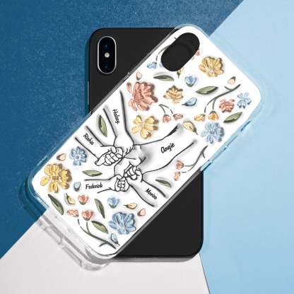 Hand In Hand, I Will Always Protect You - Gift For Mom, Grandma - 3D Inflated Effect Printed Personalized Clear Phone Case-ilovevango