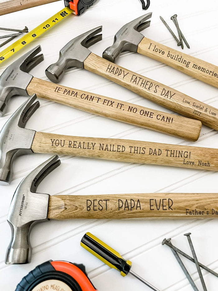 The Best Papa Ever - Family Personalized Custom Tape Measure/Hammer Set - Gifts to Father