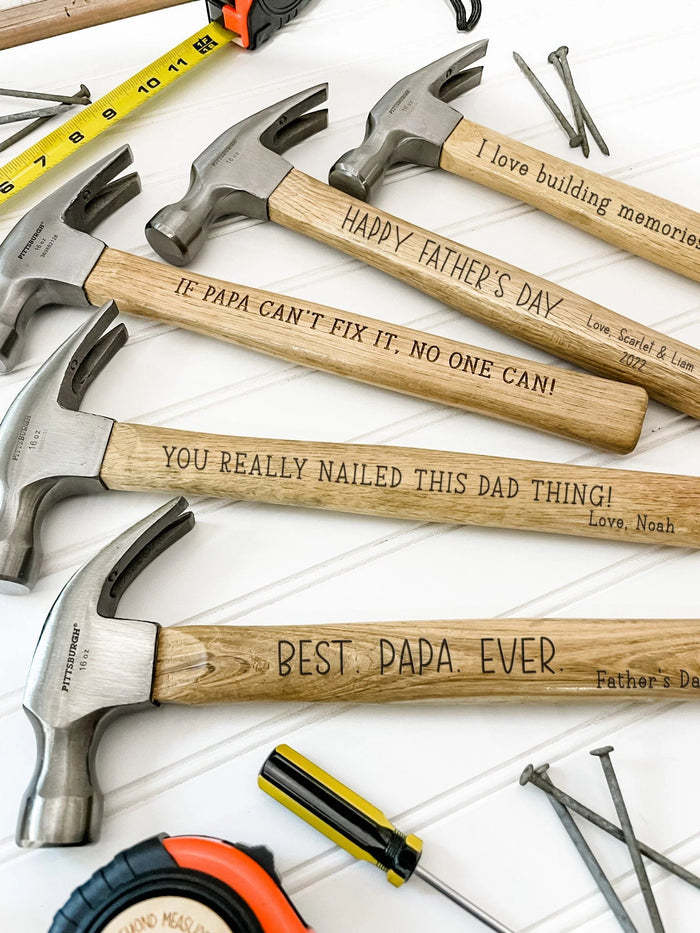 The Best Papa Ever - Family Personalized Custom Tape Measure/Hammer Set - Gifts to Father