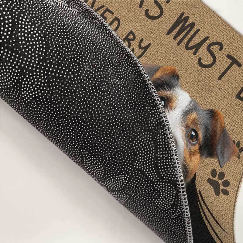 Custom Photo Visitors Must Be Approved By This Dog - Dog & Cat Personalized Custom Home Decor Decorative Mat - House Warming Gift For Pet Owners, Pet Lovers-ilovevango