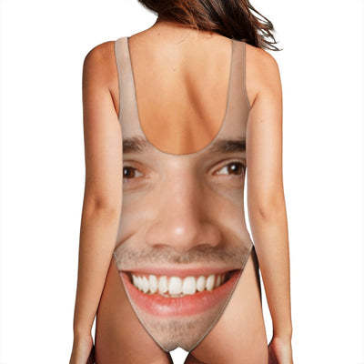 Custom Big Face One Piece Swimsuit Personalized Tank Top U-Neck Face Swimsuit