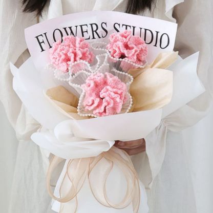 Mother's Day Gift Crochet Flowers Bouquet Handmade Knitted Carnation Bouquet Gift For Her-ilovevango