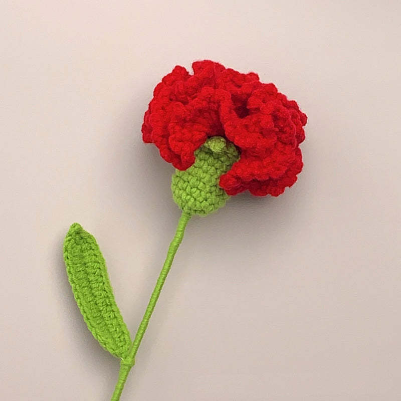 Mother's Day Gift Carnation Crochet Flower Handmade Knitted Flower Gif