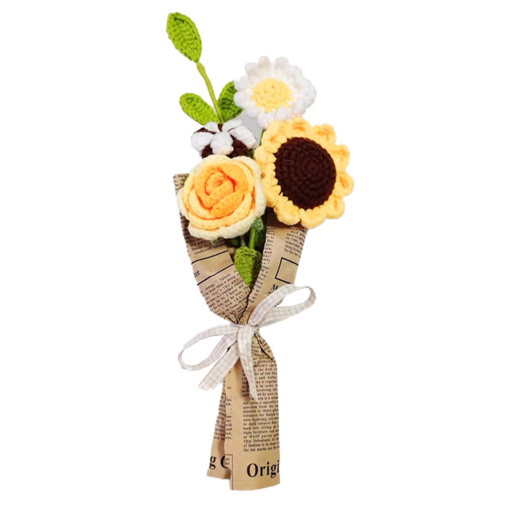 Mother's Day Gift Crochet Flowers Bouquet Handmade Knitted Rose Bouquet Gift For Her-ilovevango