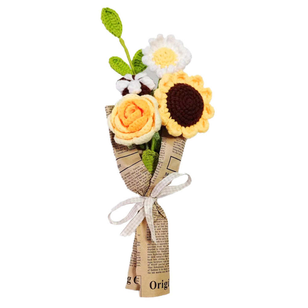 Mother's Day Gift Crochet Flowers Bouquet Handmade Knitted Rose Bouquet Gift For Her-ilovevango