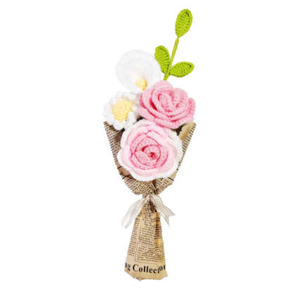 Mother's Day Gift Crochet Flowers Bouquet Handmade Knitted Rose Bouquet Gift For Her-ilovevango