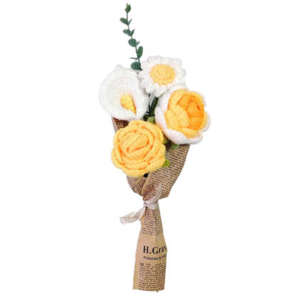 Mother's Day Gift Crochet Flowers Bouquet Handmade Knitted Rose Bouquet Gift For Her-ilovevango